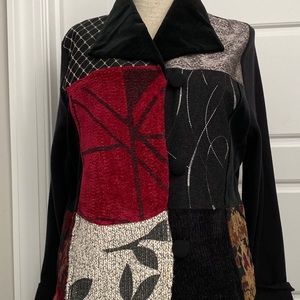 Ahni Crop Jacket Black Red Velvet Mix USA Made